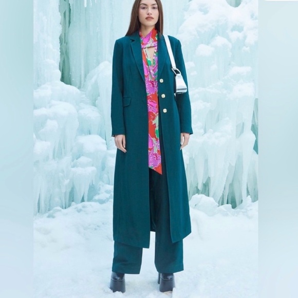 cult gaia Jackets & Blazers - Cult Gaia Everest Longline Coat Jacket Dark Seamoss Green